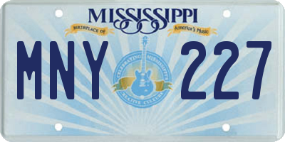 MS license plate MNY227