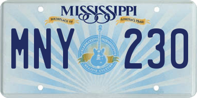 MS license plate MNY230