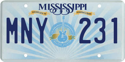 MS license plate MNY231