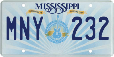 MS license plate MNY232