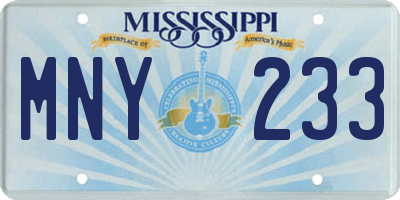 MS license plate MNY233