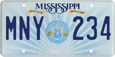 MS license plate MNY234