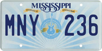 MS license plate MNY236
