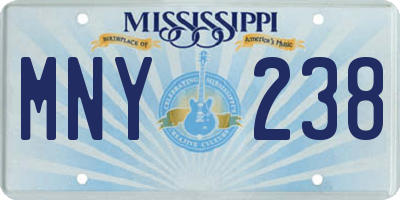 MS license plate MNY238