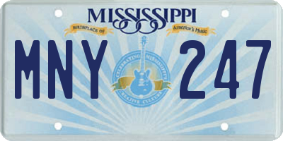 MS license plate MNY247