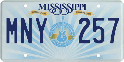 MS license plate MNY257