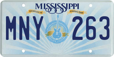 MS license plate MNY263