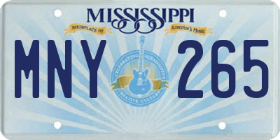 MS license plate MNY265