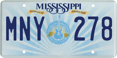 MS license plate MNY278