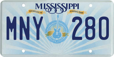 MS license plate MNY280