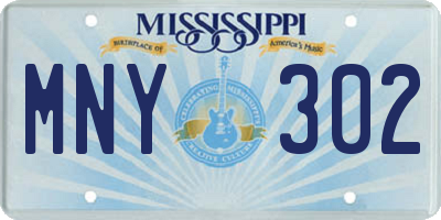 MS license plate MNY302