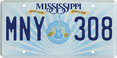 MS license plate MNY308