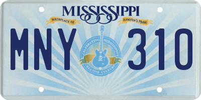 MS license plate MNY310