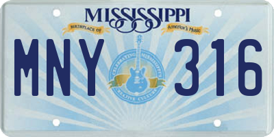 MS license plate MNY316