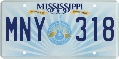 MS license plate MNY318