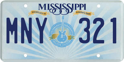 MS license plate MNY321