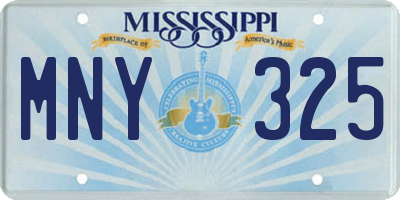 MS license plate MNY325