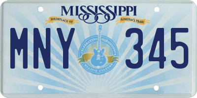 MS license plate MNY345