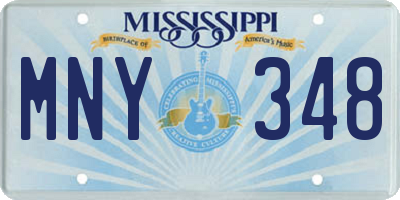 MS license plate MNY348