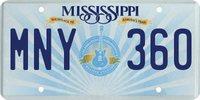 MS license plate MNY360