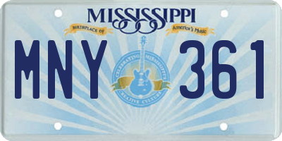 MS license plate MNY361