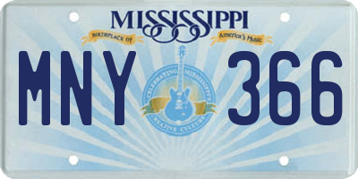 MS license plate MNY366