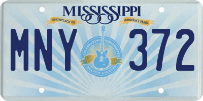 MS license plate MNY372