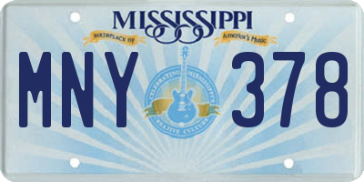 MS license plate MNY378
