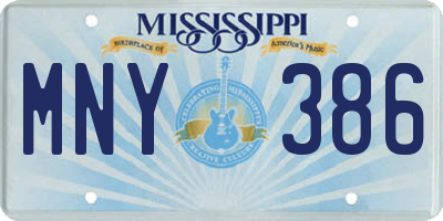 MS license plate MNY386