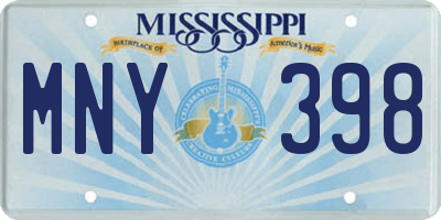 MS license plate MNY398