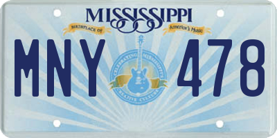 MS license plate MNY478
