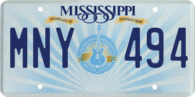 MS license plate MNY494