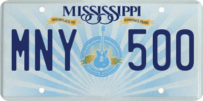 MS license plate MNY500