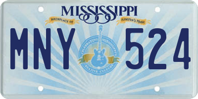 MS license plate MNY524