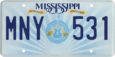MS license plate MNY531