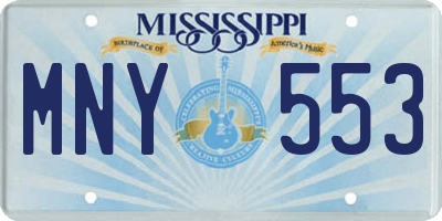 MS license plate MNY553