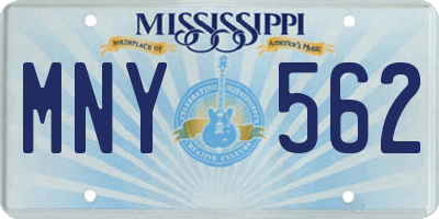 MS license plate MNY562