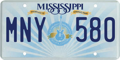 MS license plate MNY580