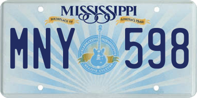 MS license plate MNY598