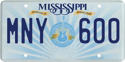 MS license plate MNY600