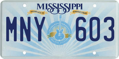 MS license plate MNY603