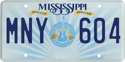 MS license plate MNY604