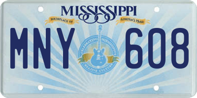 MS license plate MNY608