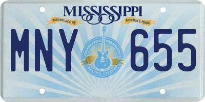 MS license plate MNY655