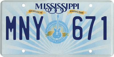 MS license plate MNY671