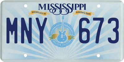 MS license plate MNY673