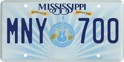 MS license plate MNY700