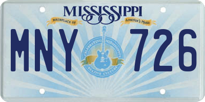 MS license plate MNY726