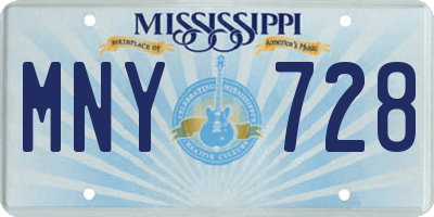 MS license plate MNY728