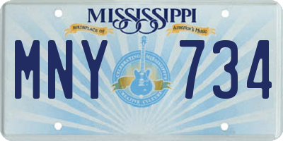MS license plate MNY734